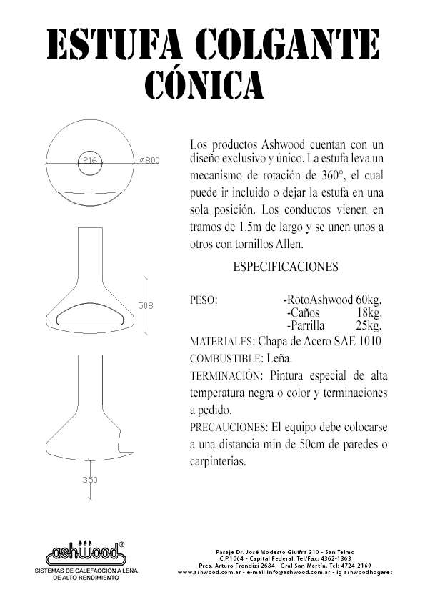 Ficha Colgante Conica Ashwood